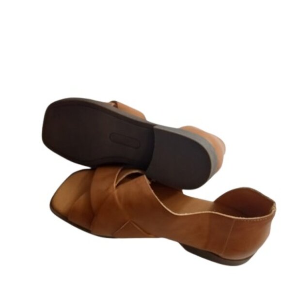 Frye And Co Womens Tulia CrissCross D'Orsay Sandals Tan Vegan Leather 6.5M - Picture 6 of 7